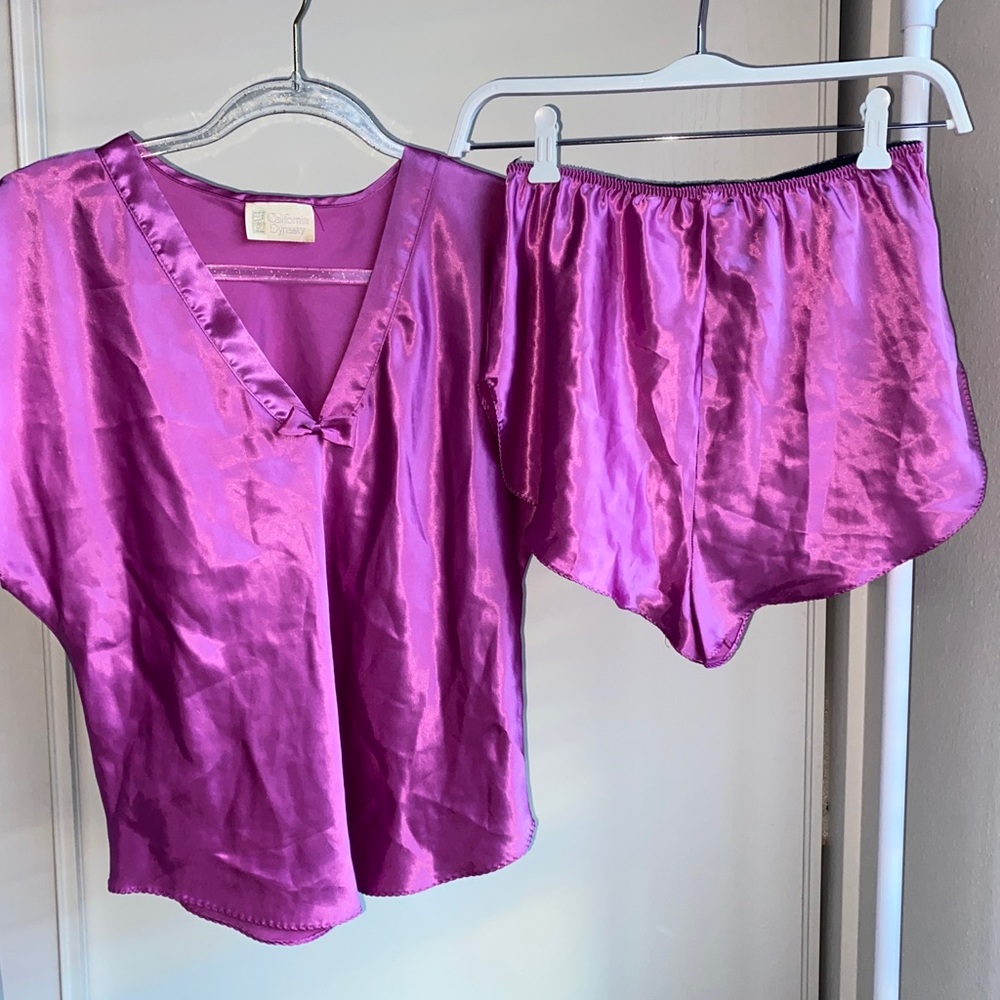Vintage Purple Satin Coquette Sleep Set